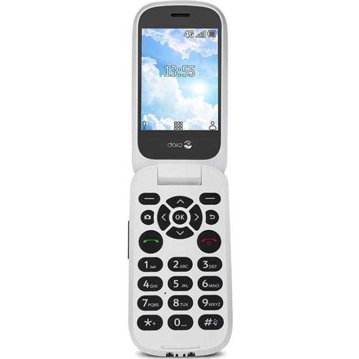 TIM Doro 7060, Clapet, 7,11 cm (2.8-), 3 MP, Bluetooth, 1350 mAh, Noir, Blanc