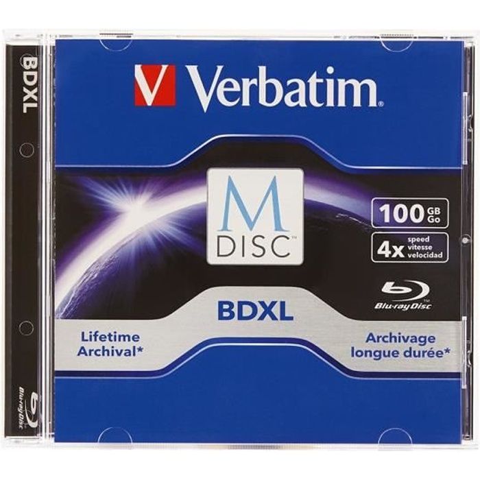 Verbatim M-Disc BD-R XL 100 Go 4x boîtier CD