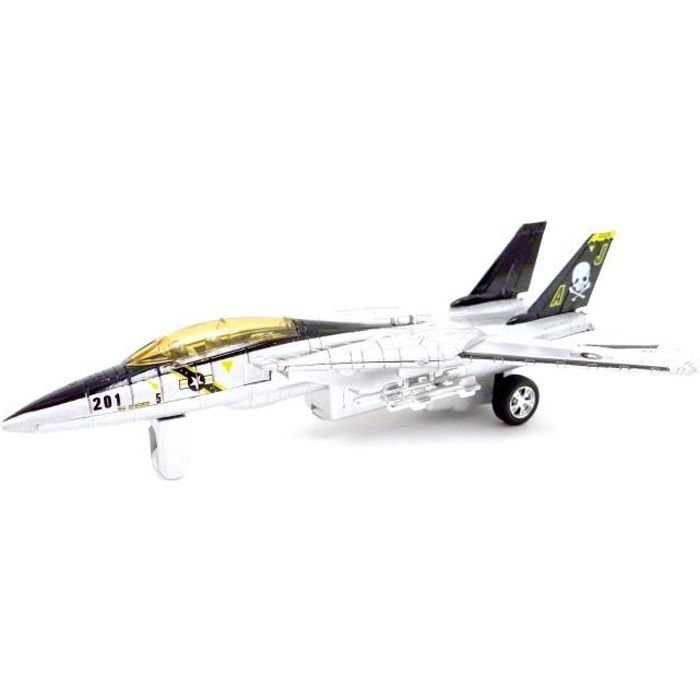 Avion de chasse en Métal-Plastique 20cm Son et Lumière - Couleurs assorties