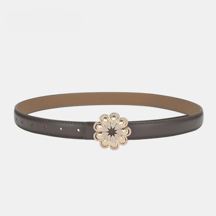 Ceinture En Cuir Véritable Pour Femme – Boucle Strass Et Cristal, Style Steampunk