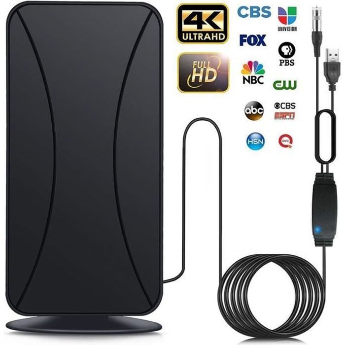 Antenne TV Intérieure Amplified 450 Km – 4K HD 1080P – Base Magnétique 2025