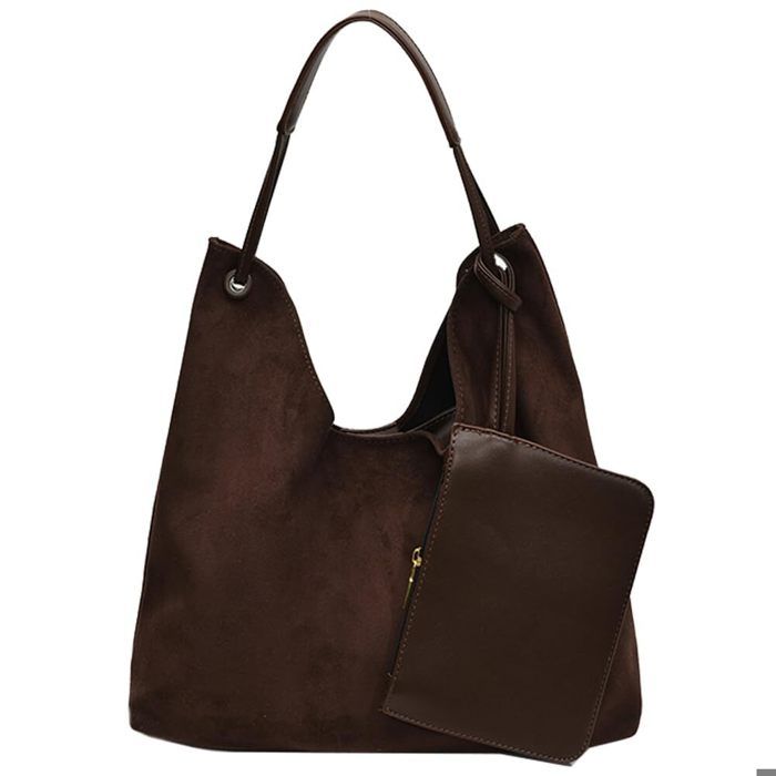 Sac à Main Vintage En Daim Marron Souple Et Cuir PU Pour Femme, Bandoulière De Grande Capacité, Fourre-Tout De Haute Qualité, à La Mode