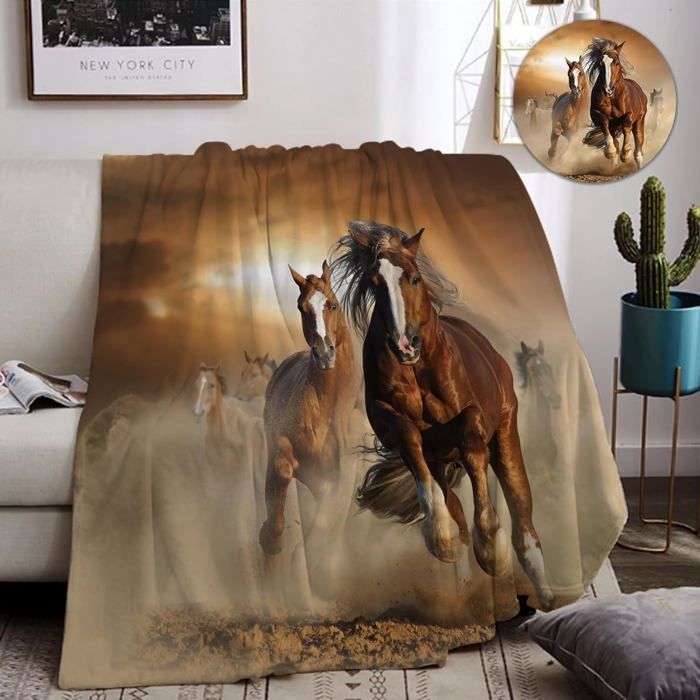 Cheval Plaid Couverture Polaire 130x150 3D Impression Flanelle Couverture de Lit Plaid Jeté de Canapé Convient Rester Chaud en