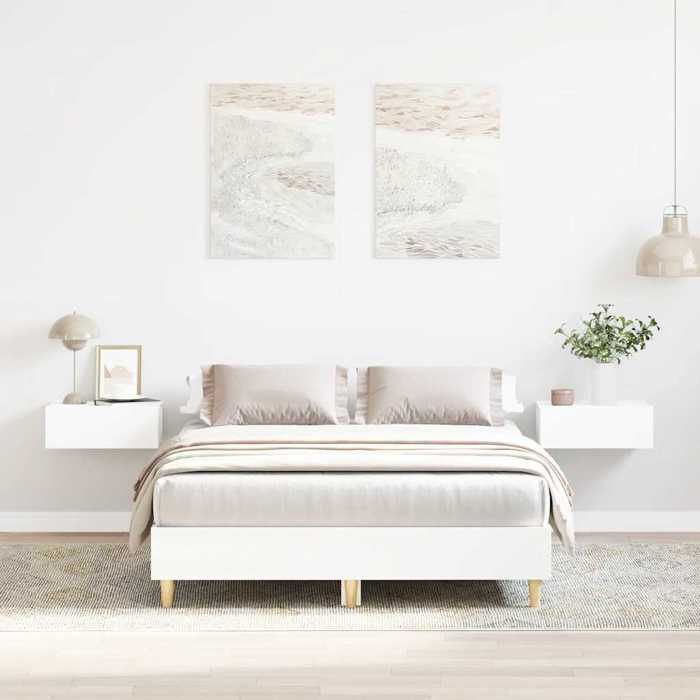 vidaXL Cadre de lit sans matelas blanc 140x190 cm bois dingénierie 861057