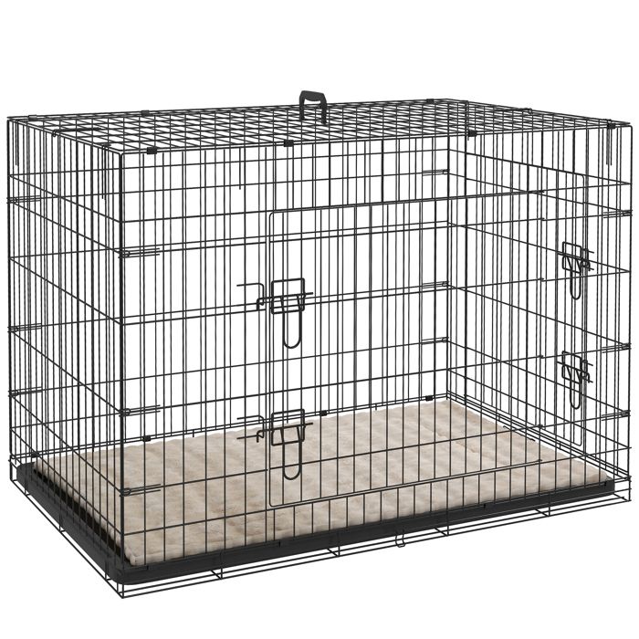 Comparer les prix de Cage caisse de transport pliable pour chien 105 x 70 x 75 cm avec coussin