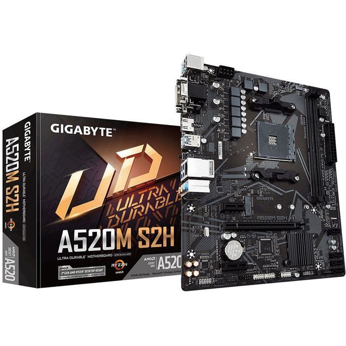 Carte mère – Gigabyte – A520M S2H – Micro ATX – Socket AM4 – 64 Go RAM – HDMI DisplayPort VGA