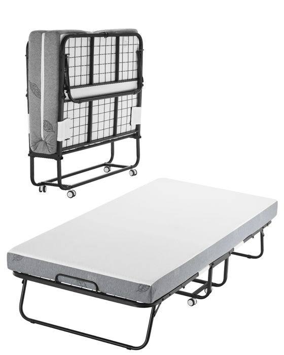 Lit dAppoint Pliant 96 5 x 190 cm-VEVOR-avec Cadre en Métal Robuste et Matelas en Mousse à Mémoire de Forme de 12 5 cm d’Épaisseur