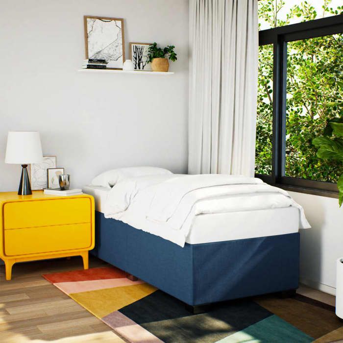 SALE 2025Structure/Cadre de lit - Lit 1 personne - bleu 90x200 cm tissu 38.4 Kg 7989