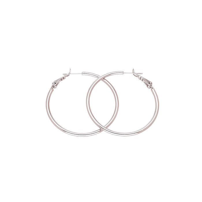 Boucles dOreilles - Femme - Créoles - Jonc - Lisse - Argent 925/1000 - 40 mm - Fermoir à Levier