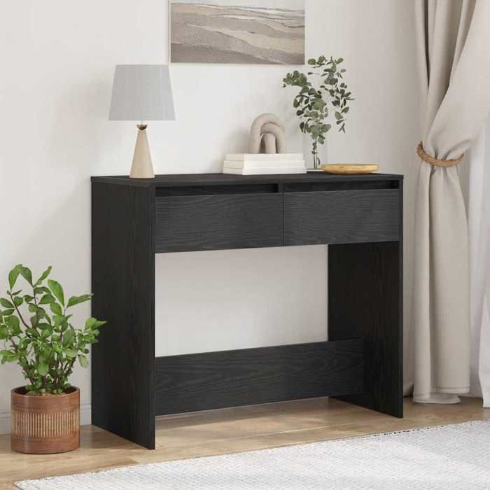 Table Console dentrée GKK MEUBLE DE SEJOUR chêne noir 89x41x76 5 cm bois dingénierie(913)