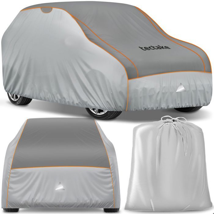 Bâche de voiture - TECTAKE - Bâche anti-grêle imperméable 3 sangles réglables et sac - Taille SUV/VAN 571x203x145cm