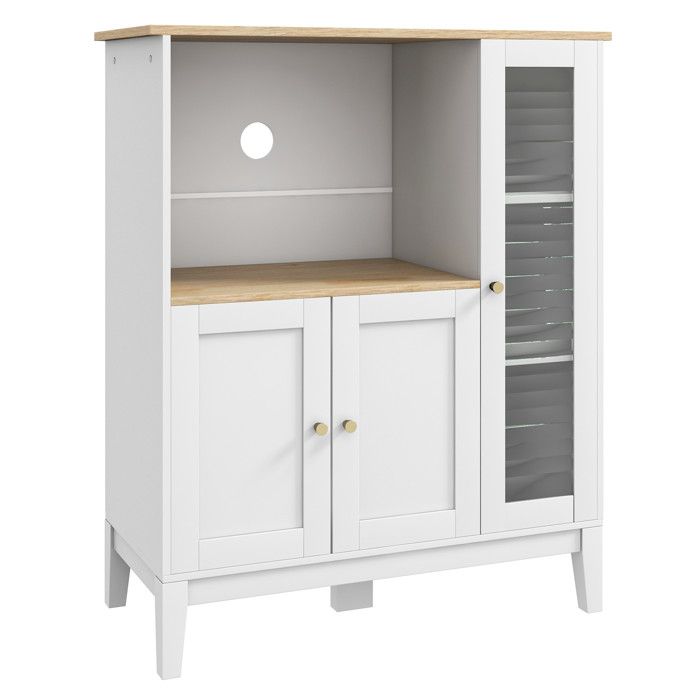 Buffet style classique chic 3 portes 3 étagères niche petit électroménager