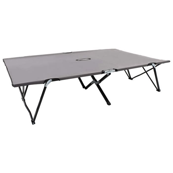 Chaise longue pliable 2 places - VIDAXL - Gris - Acier - 193x125x40 cm - Charge max 240 kg - Pliable - Polyester 600D