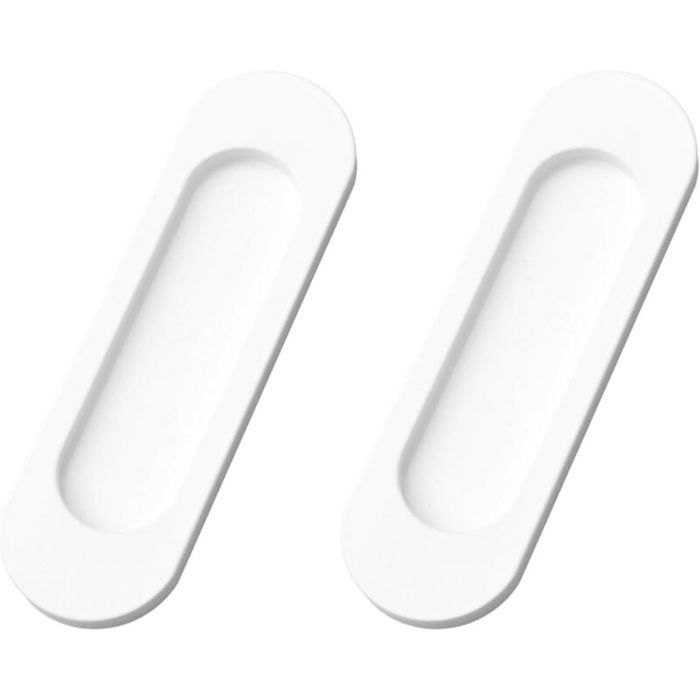 DRE-2 Poignées Ovales Coulissantes 149mm Alliage Aluminium Autocollant pour Porte de Grange Placard Armoire (Blanc)