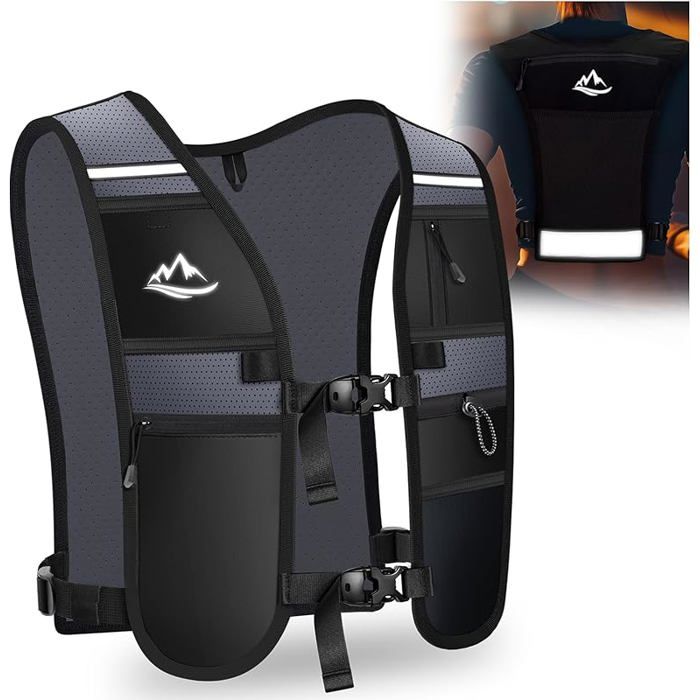 Gilet Hydratation Running Femme Homme Sac à Dos Gilet Trail Léger et Respirant 2L Grand Compartiment Gilet