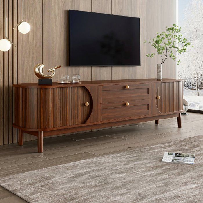 Meuble TV moderne aspect bois avec tiroirs et compartiments de rangement meuble TV avec espace de rangement pour le salon