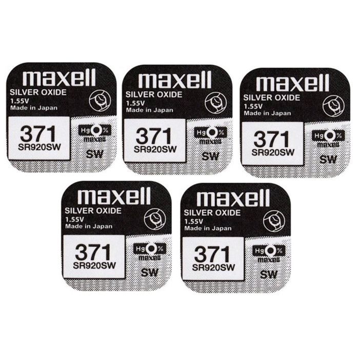 5 X Maxell 371 SR920SW 0% mercure Oxyde dargent Piles de montre [Lot de 5]