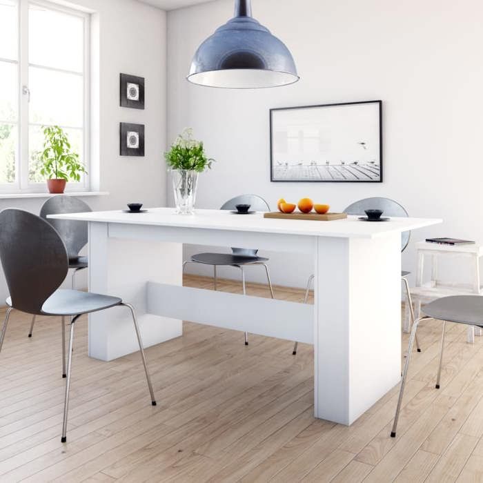 Blanc Table à manger Blanc 180x90x76 cm Bois d’ingénierie - Table de cuisine H7617