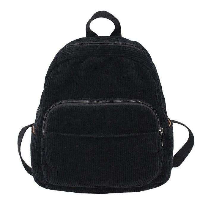 Sac a Dos Femme Mini XJYDNCG Velours Côtelé pour Quotidien et École - Noir