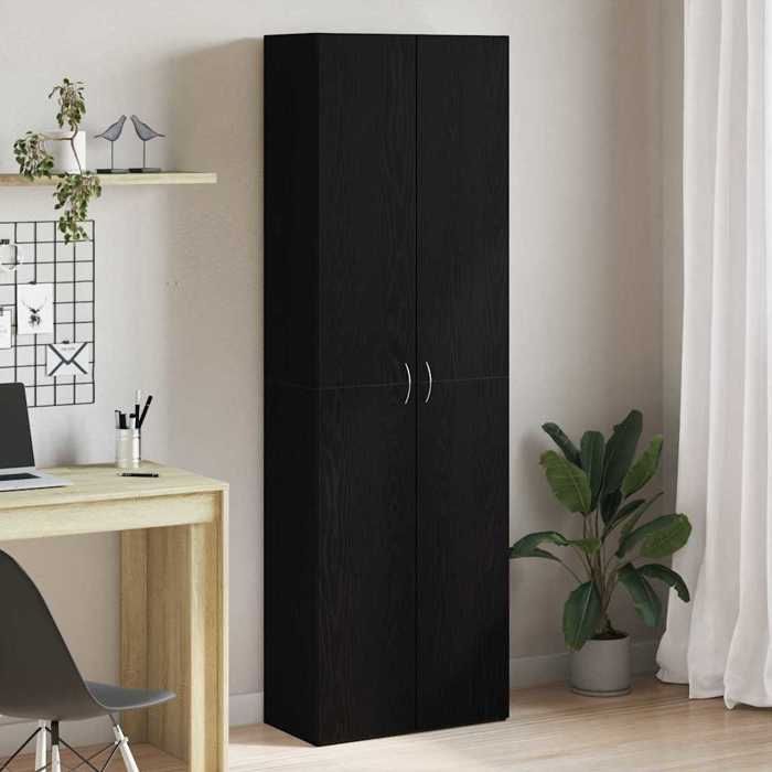 Cabinet à dossiers Noir - Magnifique Cabinet de Bureau Chêne noir 60x32x190cm Bois dingénierie CL7115887