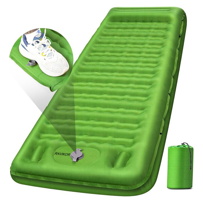 Matelas de camping gonflable - RAVIKOR - 200 x 72 x 13 cm Portable Pompe à air intégrée Convient pour le camping et la randonnée