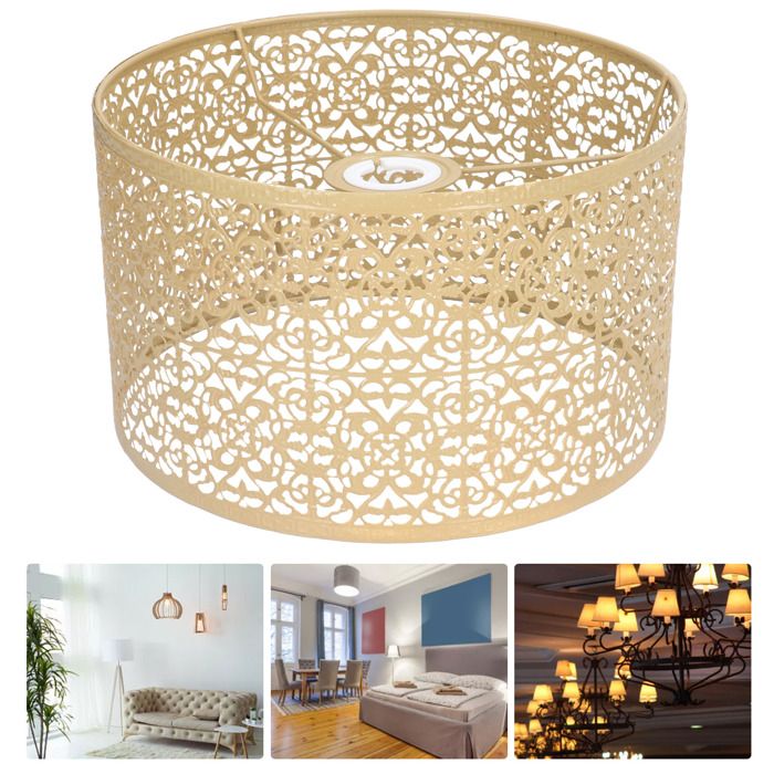 Abat-jour métal doré – Nosheir – 25 cm – Motif fleur de pièce – lumière d’ambiance – salon ou chambre