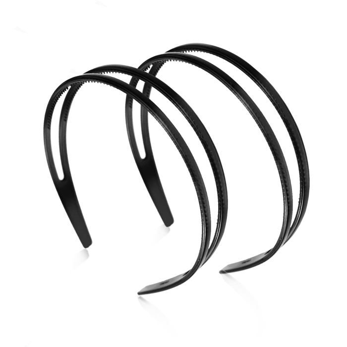 Serre-tête en plastique - SONGHUI - Lot de 2 - Double rangée de dents - Noir - 15 2×12 5 cm