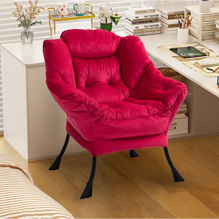 Fauteuil relax 1 place AESVAR en métal rouge brique housse amovible poche latérale montage facile