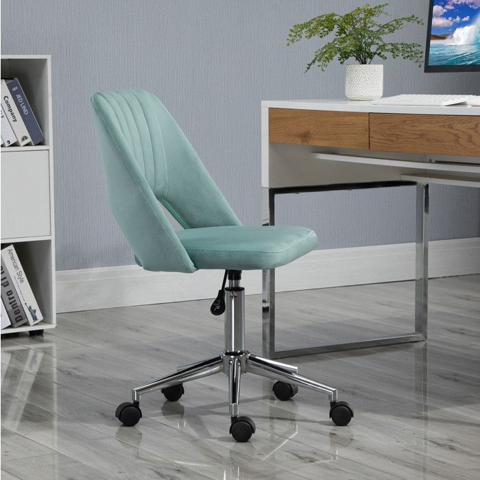 Chaise de bureau verte 49 x 60 x 91 cm réglable pivotante à roulettes sans accoudoirs ergonomique