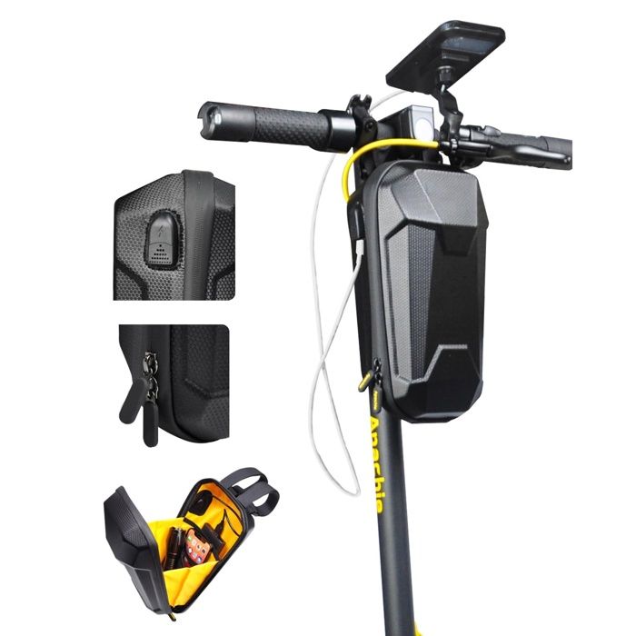 Sac de Rangement pour Guidon de Trottinette avec Pt de Charge USB Sacs Avant pour Trottinette électrique Coque Rigid SAC DE SPORT
