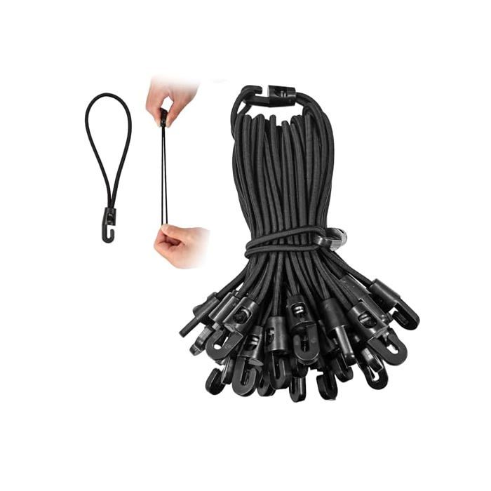 Tendeurs Elastique avec Crochets 40 Pièces 15cm Sandow pour Bache 2X Élastique Durable pour Bache/Piscine/Camping - Taille L