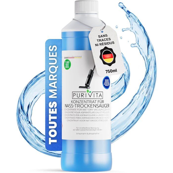 Nettoyant Sol Concentré Aspirateur Laveur 750 ml Fraîcheur Pour aspirateurs eau et poussière et injecteurs-extracteurs:sans traces