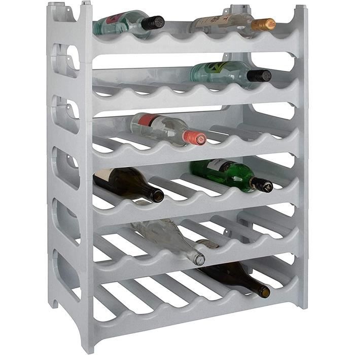 étagère à bouteilles modulable artecsis 36 bouteilles 60x28x80 cm (lxlxh) – cave à vin en plastique, gris granite - range bouteille