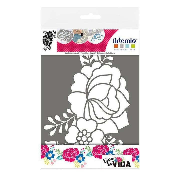 Pochoir 'Viva la vida - fleur' A4 d'Artemio