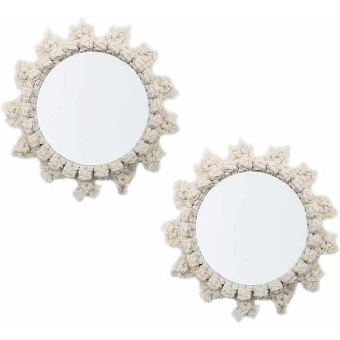 Miroir Mural Suspendu Avec Bord En Coton Petit Miroir Mural Decoratif Rond De Style Boheme Pour Salon Chambre Bebe Chambre Dec 1034 Cdiscount Maison