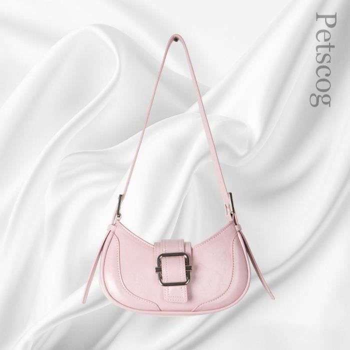 Rose clair Sacs main vintage en cuir demi lune pour femmes