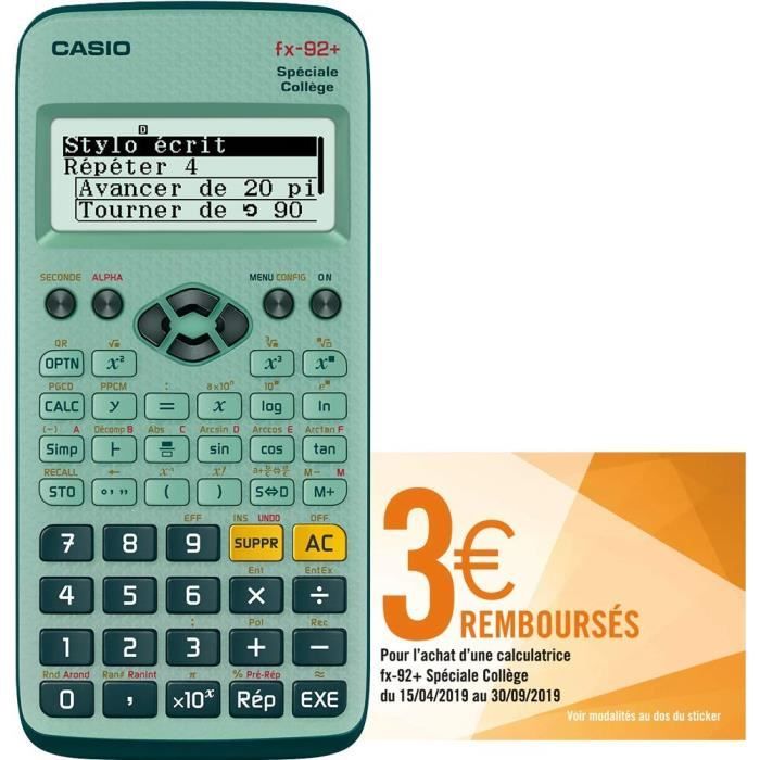 Calculatrice scientifique - CASIO Collège FX-92+ - Cdiscount Beaux-Arts et  Loisirs créatifs