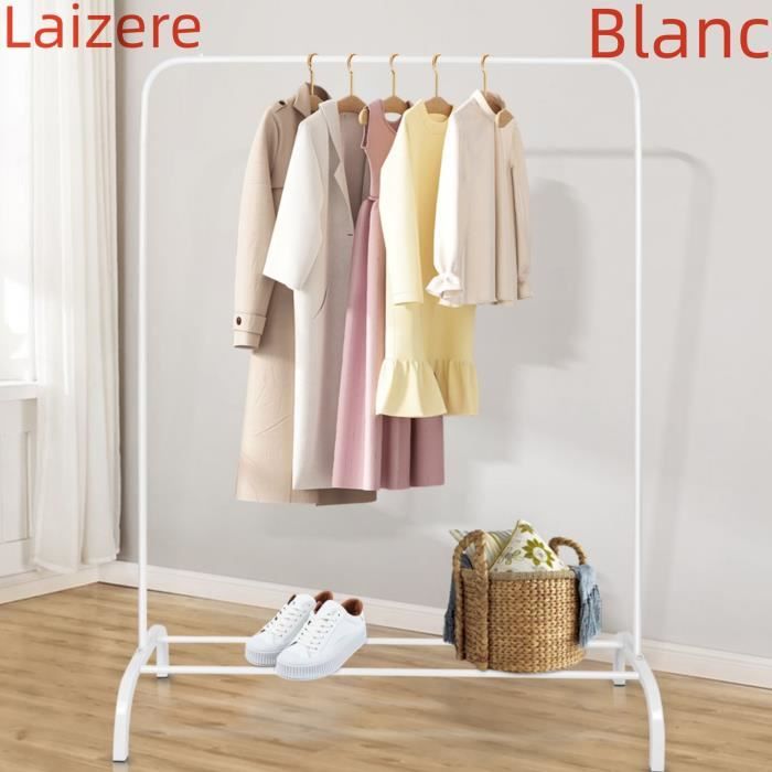 Portant Vêtement Thunder Sur Pied - Blanc - Métal - Avec Banc, étagère Et Porte-parapluie