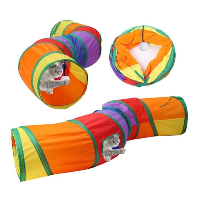 Jouet Tunnel pour Chat Interieur Jouets pour Chats Jeu tunelle pour Chat Interactif 2 Voies Jouer pour Chaton Intérieur Cat Tunnel
