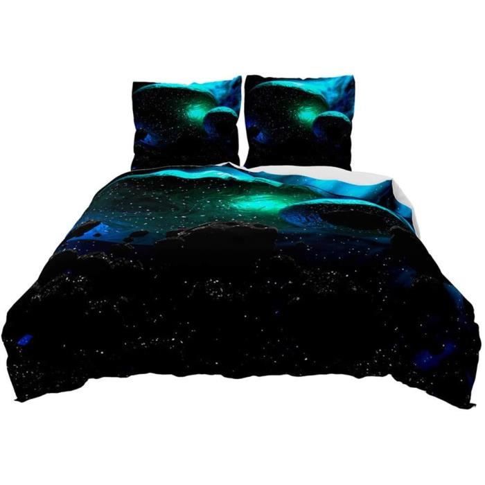 Housse Couette Ciel Bleu Parure De Lit 3D Bouddha Ciel Bleu BEDSETAAA - Housse De Couette 200x230cm 2 Taies D'Oreiller Taies Oreiller Incluses