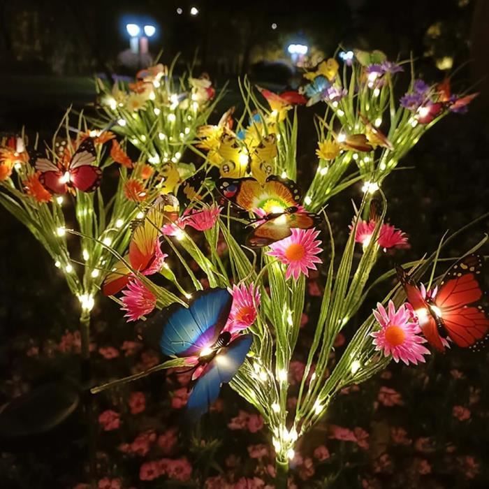 Lampe Solaire Exterieur Jardin Impermeabile IP65 Papillon Fleur Lumiere Solaire Exterieur Decoration Jardin Exterieur pour Couleur