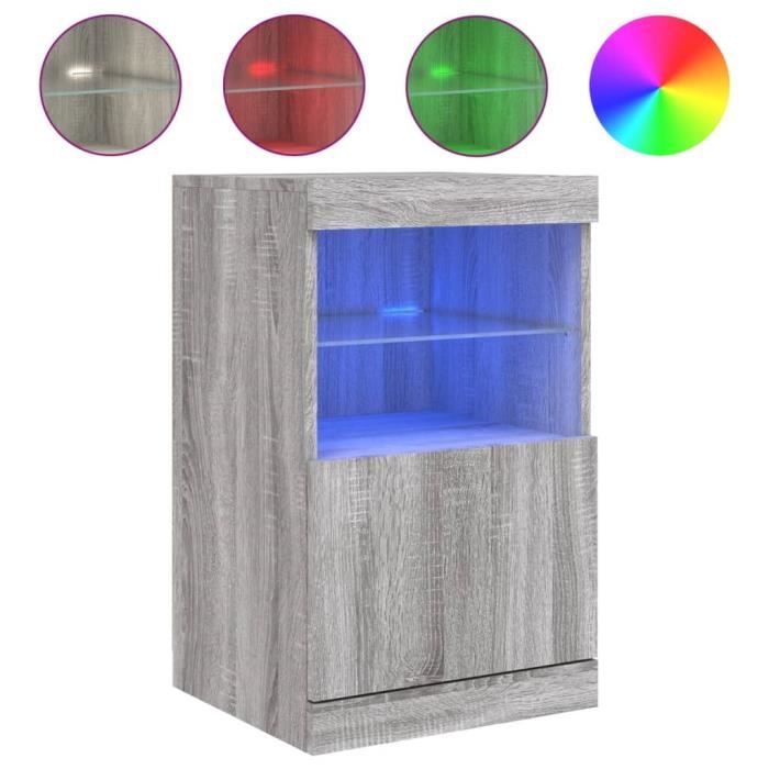 Buffet Gris avec lumières LED sonoma gris 41x37x67 cm - Meuble de salon - Buffet bas