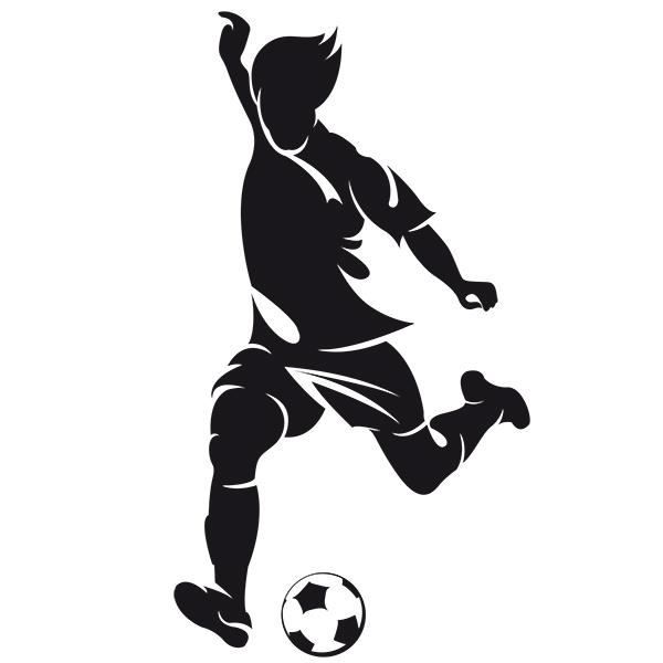 Sticker Sport Joueur De Football Foot Et Son Ballon 100x55 Cm Noir Foot007 Cdiscount Maison