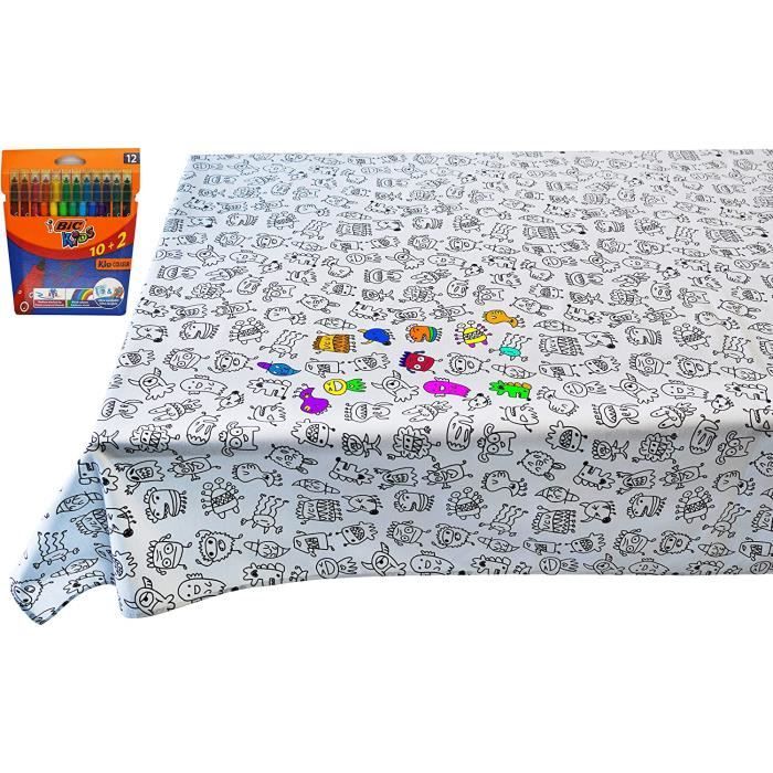 Nappe à Colorier Lavable pour Enfants avec Feutres Lavables Coloriage