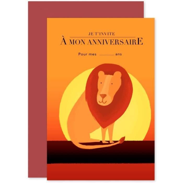 Invitations De Fete Popcarte 16 Cartes D Invitation Anniversaire Avec Enveloppes Lion Achat Vente Faire Part Invitation Invitations De Fete Popca Cdiscount