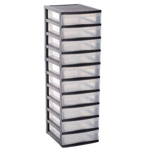 Fast Tour De Rangement 10 Tiroirs Pp Noir Achat Vente