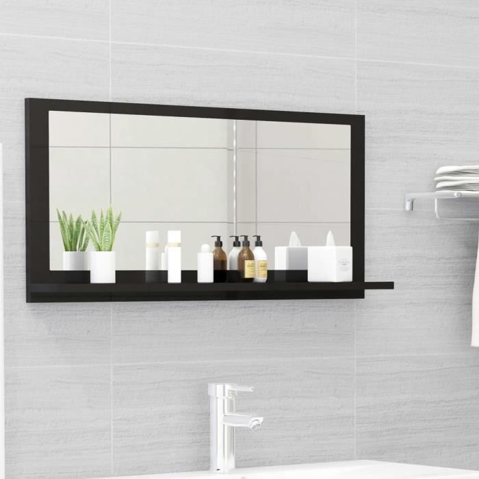 Miroir De Toilette Noir Avec Rangement - Meuble à Pharmacie Mural 30x15 Pouces - Moderne