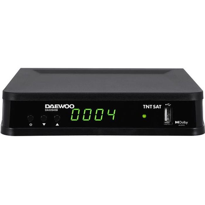 DAEWOO Décodeur satellite DVB S/S2 - TNT SAT - avec carte d'abonnement incluse - Dolby Digital Plus - AC3 - TUNER - EPG - avec téléc