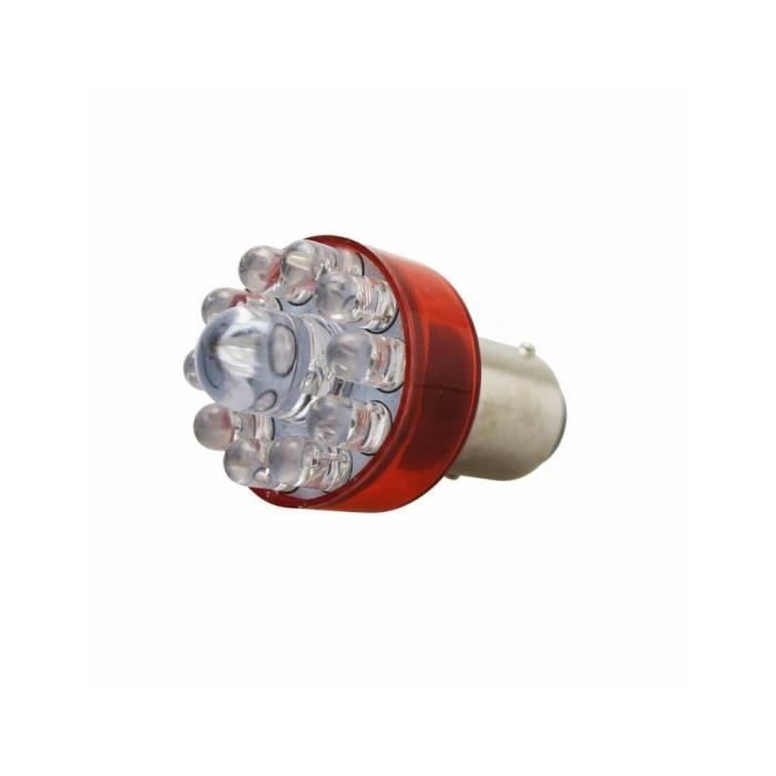 Ampoule-lampe 12v a leds 21-5w culot bay15d rouge (feu+stop) (vendu a l'unite) -replay-