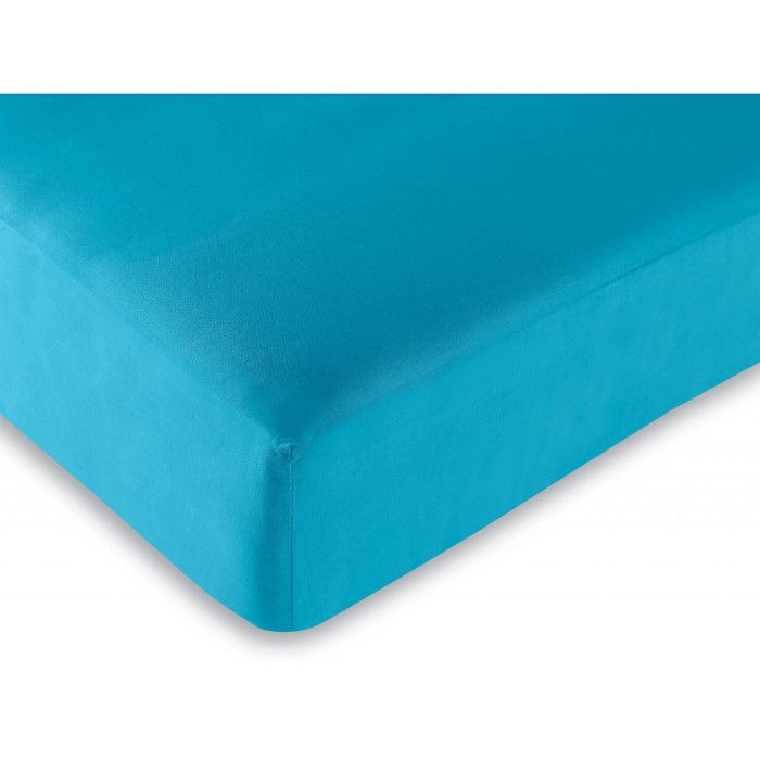 Drap housse Turquoise 160 x 200 cm / 100% coton / 57 fils/cm²
